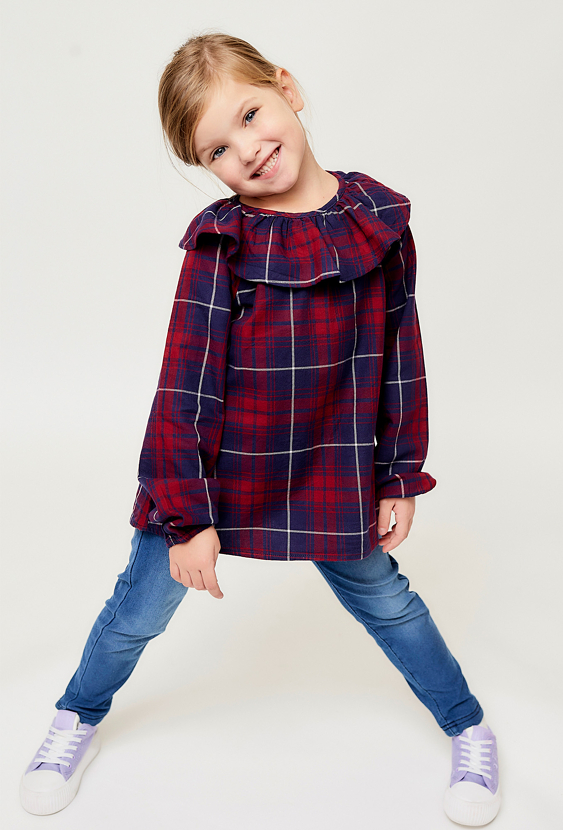 Koszula w kratę z długim rękawem