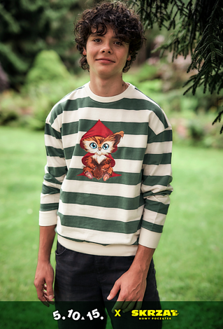 Bluza w paski z nadrukiem -  