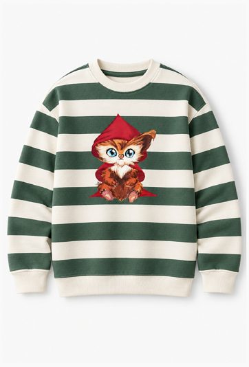 Bluza w paski z nadrukiem -  