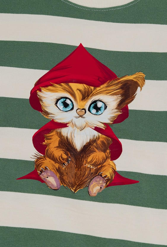 Bluza w paski z nadrukiem -  