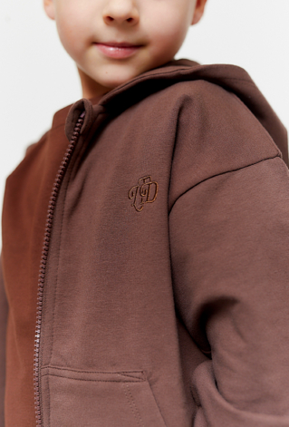 Brązowa bluza rozpinana z kapturem 02F4715-1215