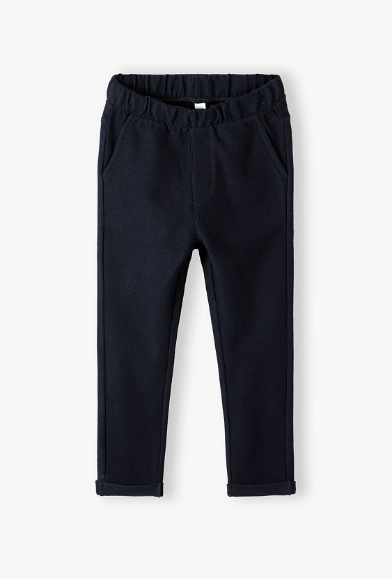 Dzianinowe granatowe spodnie dla chłopca - 5.10.15.