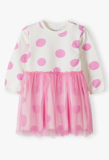 Sukienka niemowlęca w różowe grochy - długi rękaw - 5.10.15.