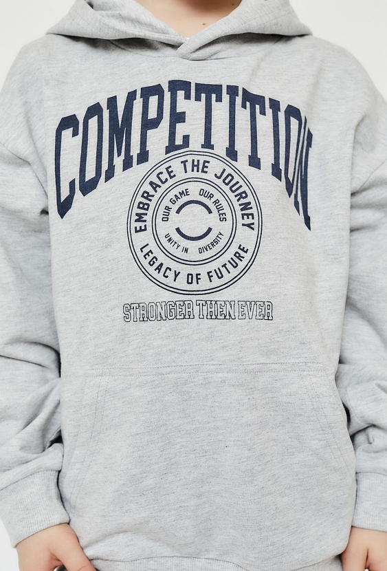 Szara bluza nierozpinana z kapturem