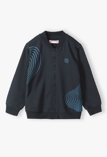 Czarna bluza dresowa dzianinowa rozpinana dla chłopca