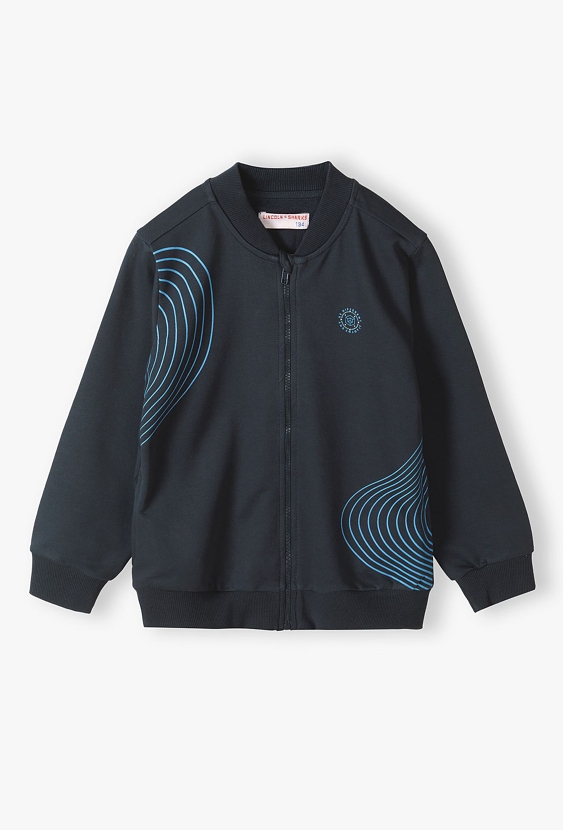 Czarna bluza dresowa dzianinowa rozpinana dla chłopca