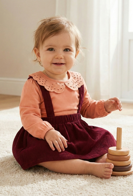 Komplet dziewczęcy body + spódniczka na szelkach