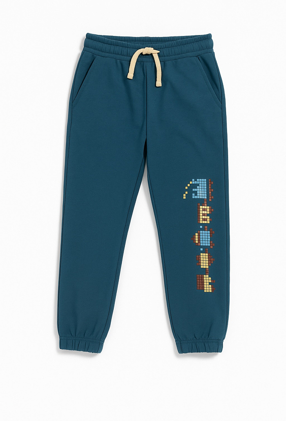 Spodnie dresowe chłopięce z pikselowym nadrukiem