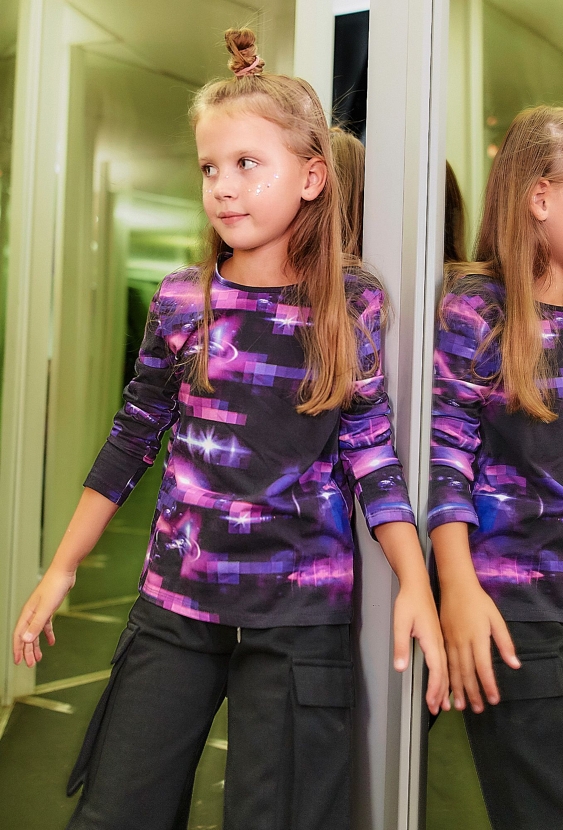 Bluzka z długim rękawem dla dziewczynki - fioletowa