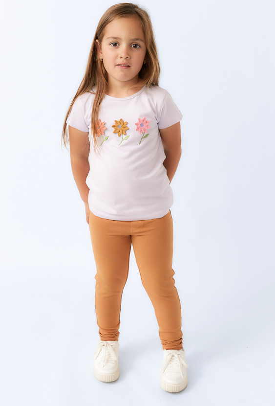 Dziewczęce tregginsy z elastycznej dzianiny– karmelowe