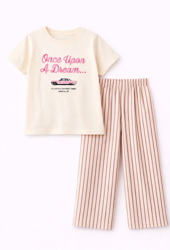 Piżama dziewczęca - komplet w paski