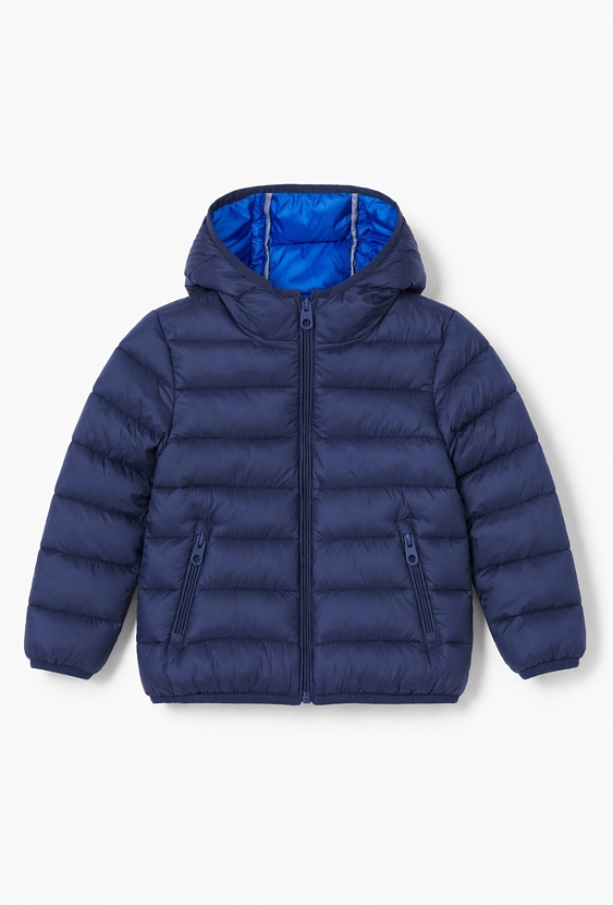 Pikowana kurtka ocieplana dla chłopca z kapturem