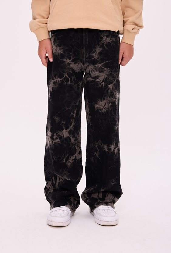 Spodnie jeansowe chłopięce z efektem tie-dye