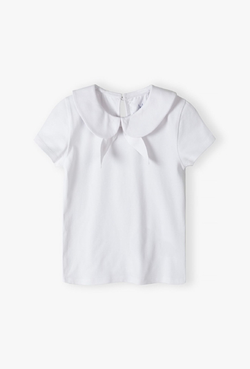 Biała elegancka bluzka dziewczęca z krótkim rękawem - Max&Mia