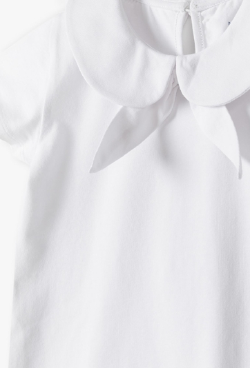 Biała elegancka bluzka dziewczęca z krótkim rękawem - Max&Mia