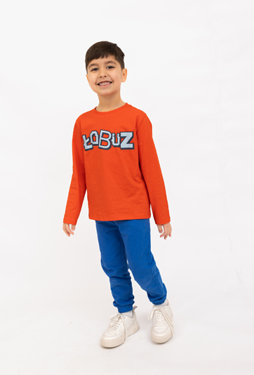 Bluzka chłopięca z długim rękawem z napisem