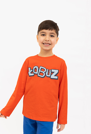 Bluzka chłopięca z długim rękawem z napisem