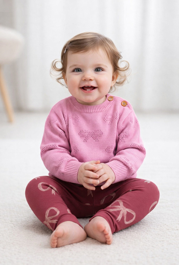 Różowy sweterek dla niemowlaka