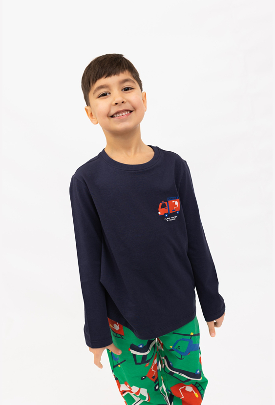 Bluzka chłopięca z długim rękawem – wóz strażacki