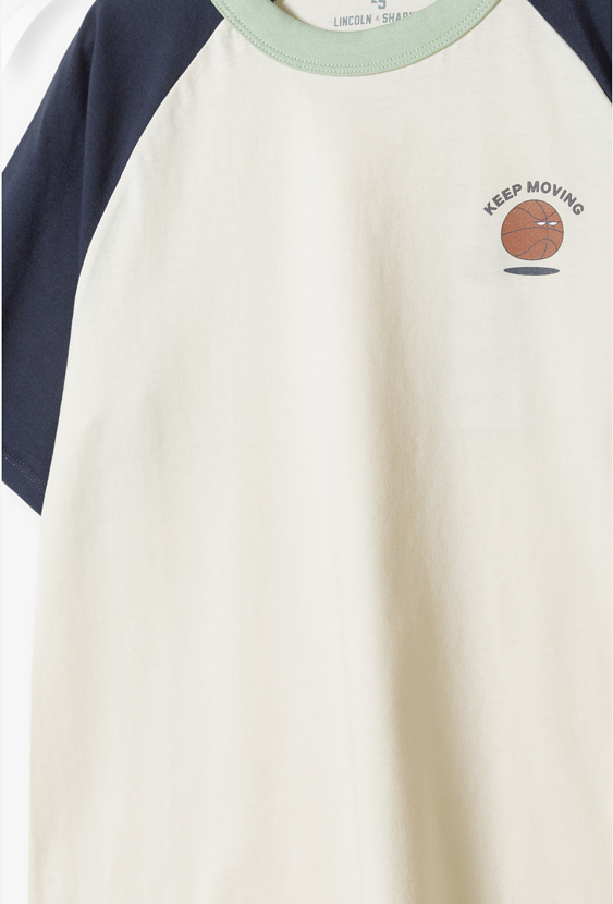 Koszulka z granatowymi rękawami „Keep Moving”