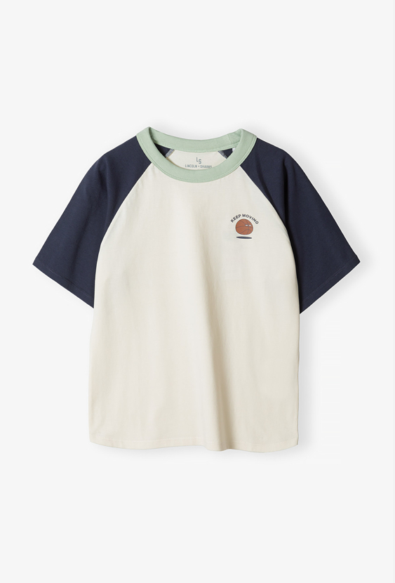 Koszulka z granatowymi rękawami „Keep Moving”