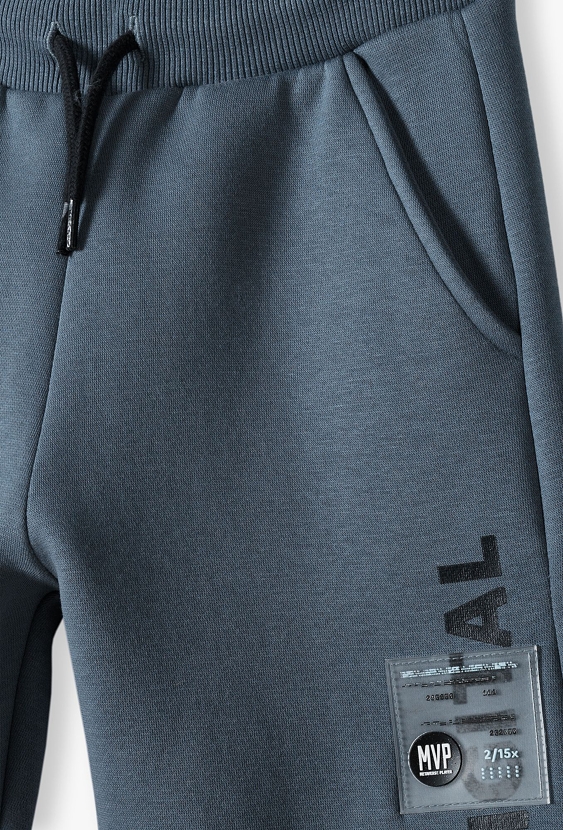 Szare spodnie dresowe regular dla chłopca z dzianiny