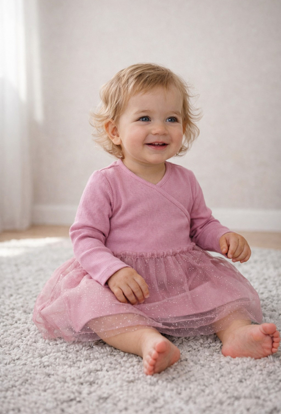 Sukienka z długim rękawem i tiulowym dołem