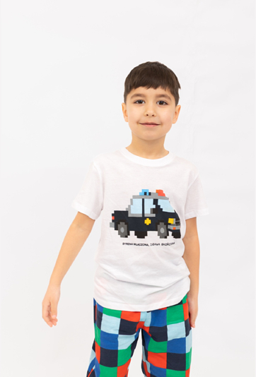 Koszulka chłopięca  „Wóz policyjny z klocków”
