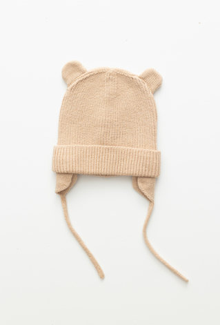 Czapka niemowlęca z uszkami i wiązaniem