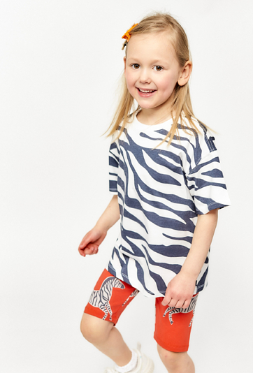 Bawełniany t-shirt dziewczęcy z wzorem zebry