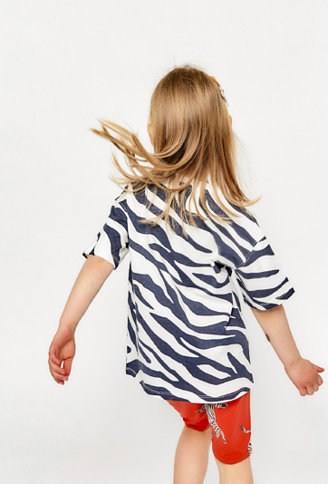 Bawełniany t-shirt dziewczęcy z wzorem zebry