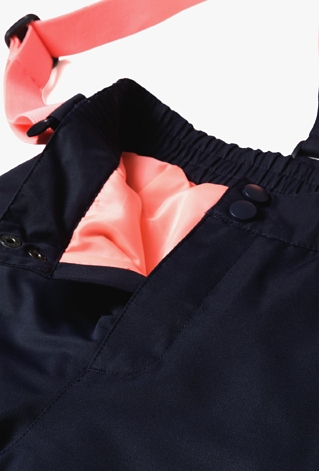 Granatowe spodnie narciarskie dla dziewczynki z szelkami