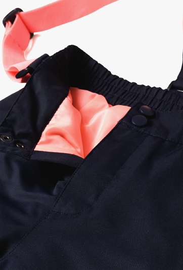 Granatowe spodnie narciarskie dla dziewczynki z szelkami