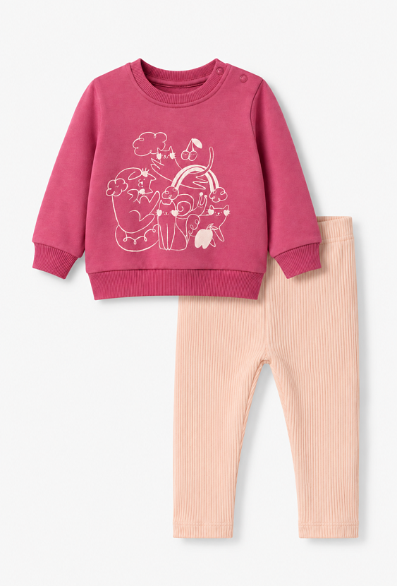 Komplet niemowlęcy dziewczęcy bluza i legginsy