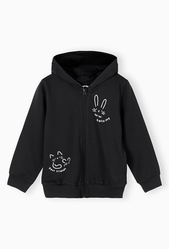 Czarna bluza dresowa z kapturem- Hello my best friends