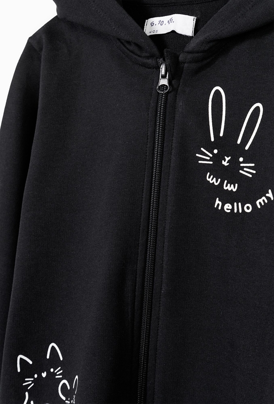 Czarna bluza dresowa z kapturem- Hello my best friends