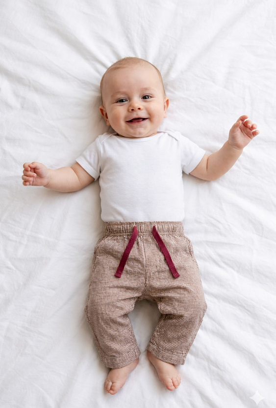 Spodnie chłopięce w kratkę – 100% bawełna.