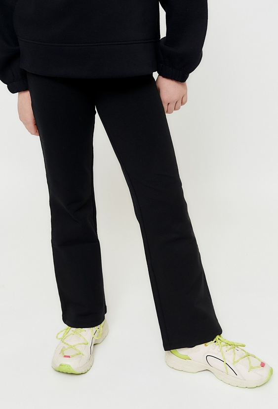 Czarne dzianinowe spodnie dla dziewczynki - flare