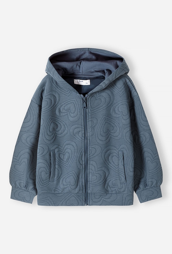 Niebieska bluza dresowa z kapturem i pikowanymi przeszyciami