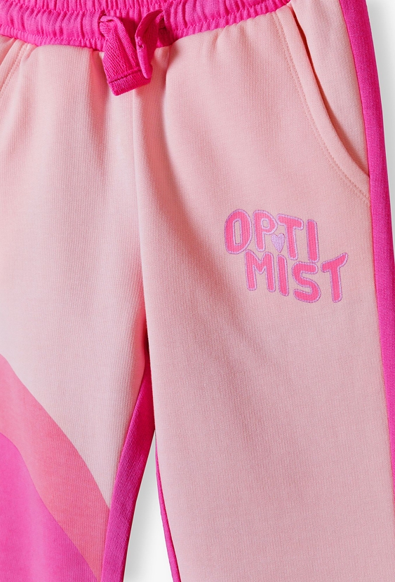 Spodnie dresowe dla dziewczynki OPTIMIST - różowe