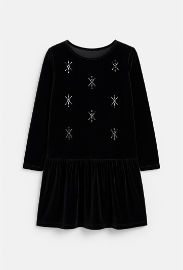 Welurowa sukienka z długim rękawem