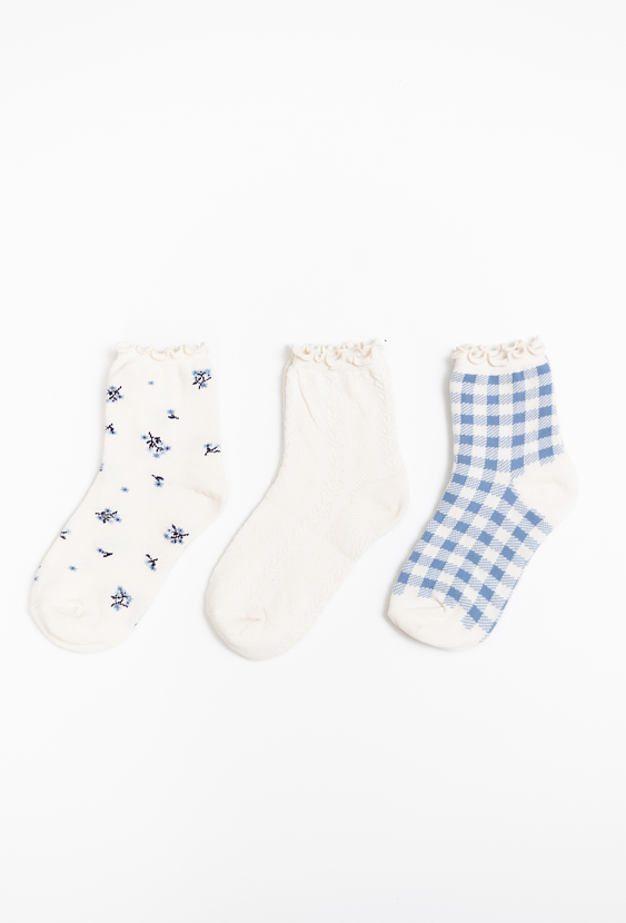 3-pak skarpet z falbanką