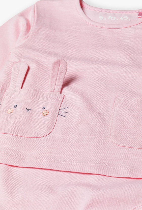 Różowe body z króliczkiem z długim rękawem