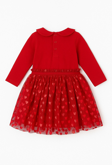 Czerwona sukienka dla dziewczynki z tiulem i serduszkami