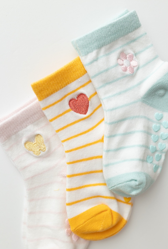 Dziewczęce skarpetki antypoślizgowe – 3-pak