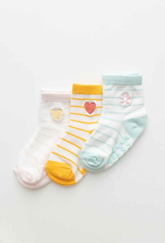 Dziewczęce skarpetki antypoślizgowe – 3-pak