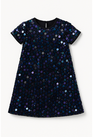 Sukienka dziewczęca z cekinami na krótki rękaw