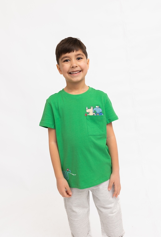Koszulka chłopięca z kieszonką – zabawne zwierzątka