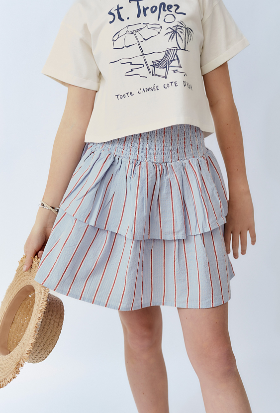 Spódnica w paski z falbaną