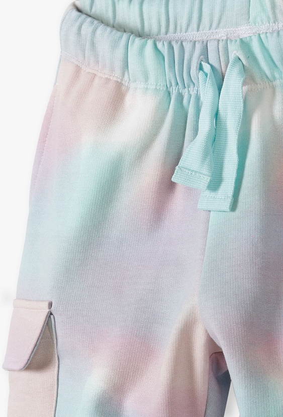 Wielokolorowe spodnie dla dziewczynki typu cargo